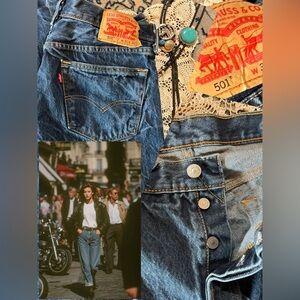 #32 Perfectly UNIQUE Broke In Levi’s 501 Button Fly Distressed Denim Mens 36x32